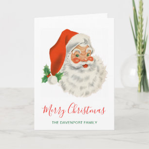 Retro Vintage Jolly Santa Claus Christmas Holiday Card