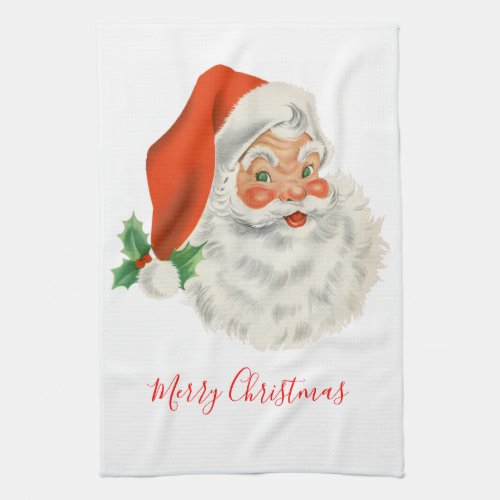 Retro Vintage Jolly Santa Claus Christmas Kitchen Towel