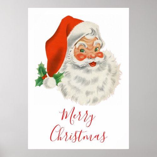 Retro Vintage Jolly Santa Claus Christmas Poster