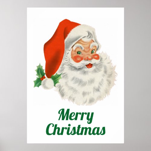 Retro Vintage Jolly Santa Claus Christmas Poster