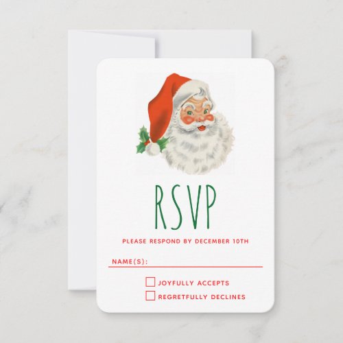 Retro Vintage Jolly Santa Claus Christmas RSVP Card