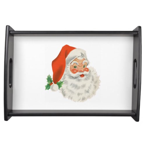 Retro Vintage Jolly Santa Claus Christmas Serving Tray