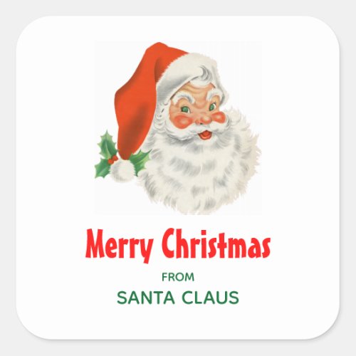 Retro Vintage Jolly Santa Claus Christmas Square Sticker