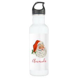 Retro Vintage Jolly Santa Claus Christmas Stainless Steel Water Bottle