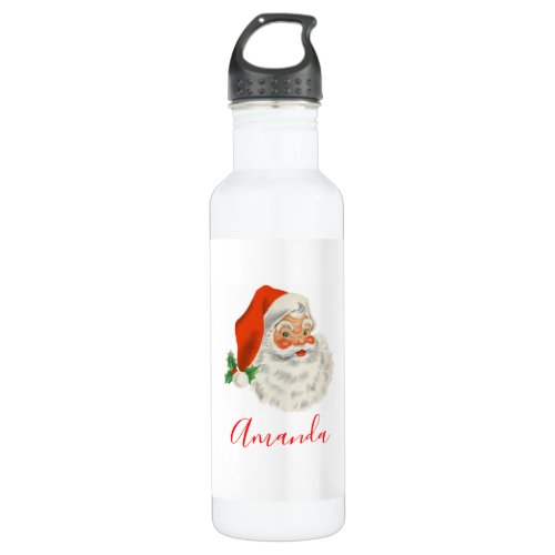 Retro Vintage Jolly Santa Claus Christmas Stainless Steel Water Bottle