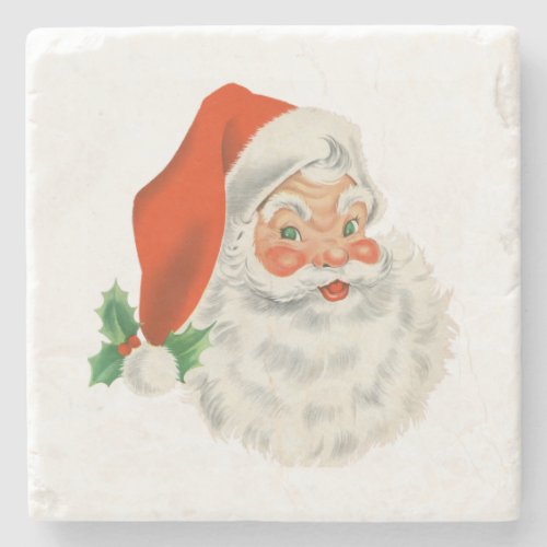 Retro Vintage Jolly Santa Claus Christmas Stone Coaster