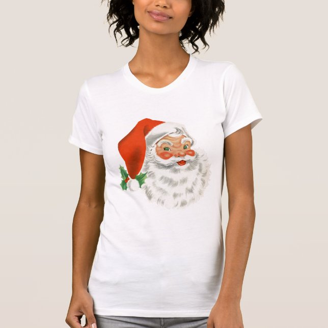 Retro Vintage Jolly Santa Claus Christmas T-Shirt (Front)