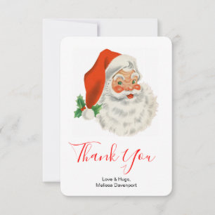 Retro Vintage Jolly Santa Claus Christmas Thank You Card