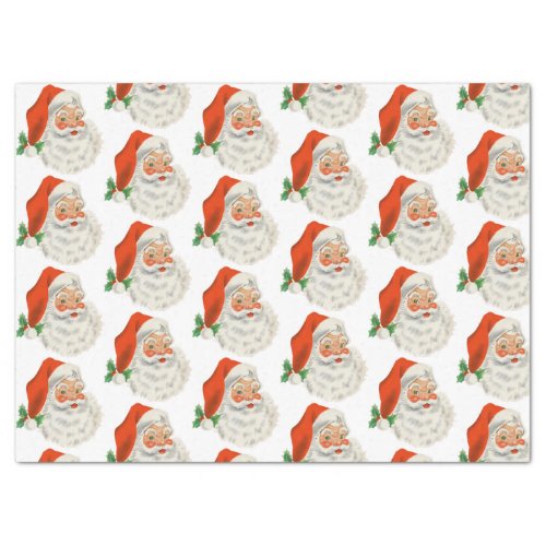 Retro Vintage Jolly Santa Claus Christmas Tissue Paper