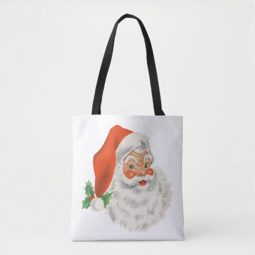 Retro Vintage Jolly Santa Claus Christmas Tote Bag