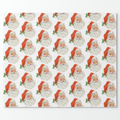 Retro Vintage Jolly Santa Claus Christmas Wrapping Paper