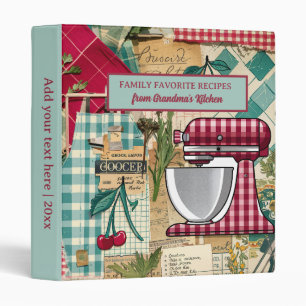 Retro Vintage Kitchen Grandma's Recipes Heirloom  3 Ring Binder