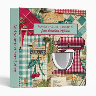 Retro Vintage Kitchen Grandma's Recipes Heirloom  3 Ring Binder