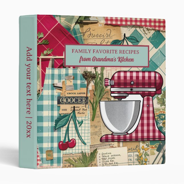 Retro Vintage Kitchen Grandma's Recipes Heirloom  3 Ring Binder (Front/Spine)