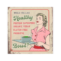 Retro vintage kitchen sign about healthy bowl