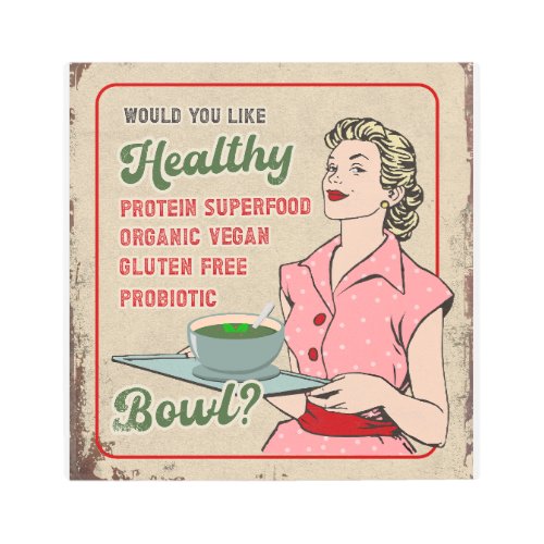 Retro vintage kitchen sign about healthy bowl