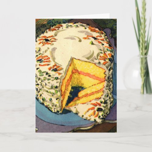 Retro Vintage Kitsch 40s Cake Art Two_Egg Cake Card