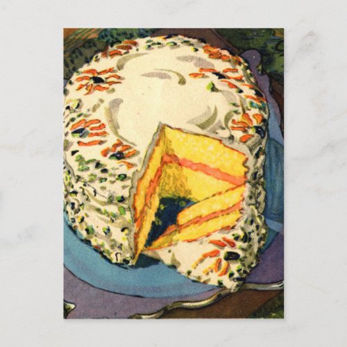 Retro Vintage Kitsch 40s Cake Art Two_Egg Cake Postcard