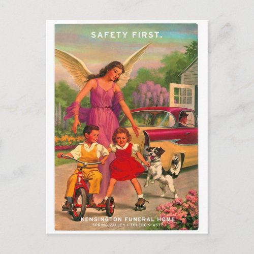 Retro Vintage Kitsch 50s Funeral Home Safety Card