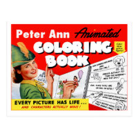 Retro Vintage Kitsch 50s Peter Ann Coloring Book Postcard