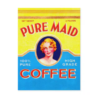Retro Vintage Kitsch Ad Pure Made Coffee Can Postcard