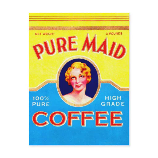 Retro Vintage Kitsch Ad Pure Made Coffee Can Postcard