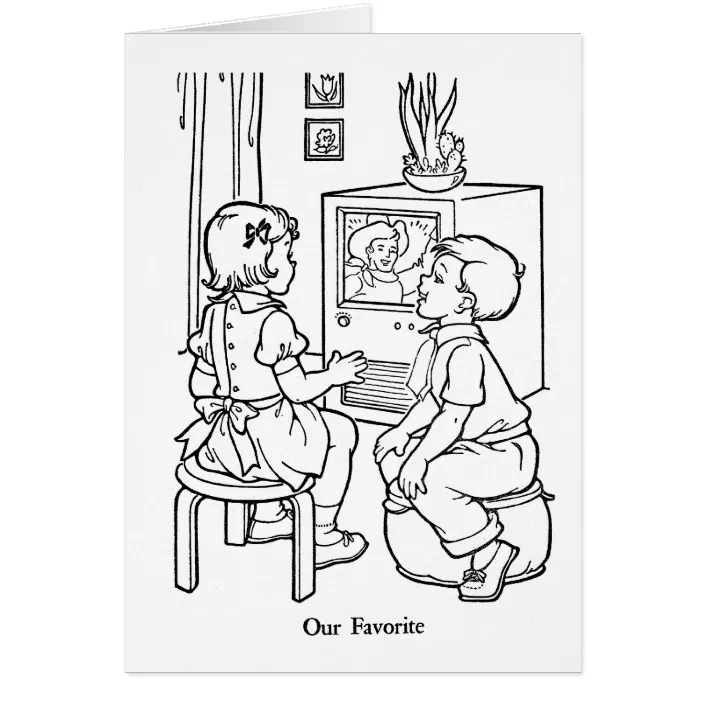 Retro Vintage Kitsch Coloring Book Tv Loving Kids Zazzle Com