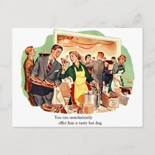 Retro Vintage Kitsch Dating Offer a Hot Dog Postcard