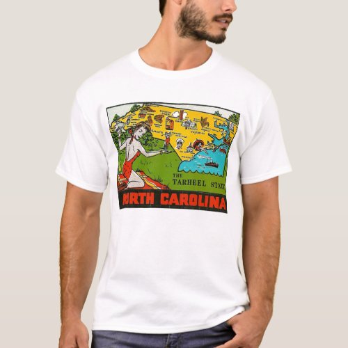 Retro Vintage Kitsch Decal North Carolina Pin Up T_Shirt