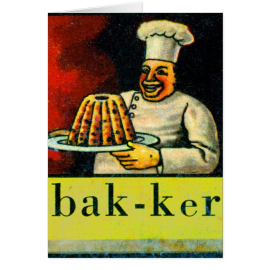 Retro Vintage Kitsch Dutch Alphabet bak-ker Baker Card