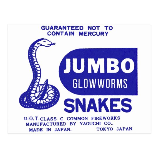 Retro Vintage Kitsch Firework Jumbo Glowworm Snake Postcard
