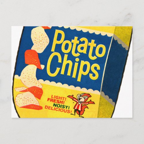 Retro Vintage Kitsch Food Crisps Potato Chips Bag Postcard