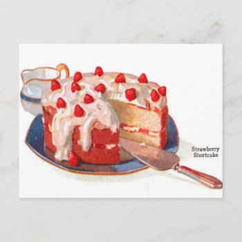 Retro Vintage Kitsch Food Strawberry Shortcake Postcard by seemonkee at Zazzle
