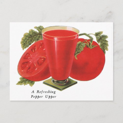 Retro Vintage Kitsch Food Tomatoes Tomato Juice Postcard