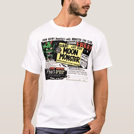 Retro Vintage Kitsch Giant Moon Monster Comic Ad T-Shirt