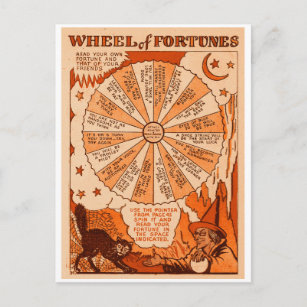 Retro Vintage Kitsch Halloween Wheel of Fortunes Postcard