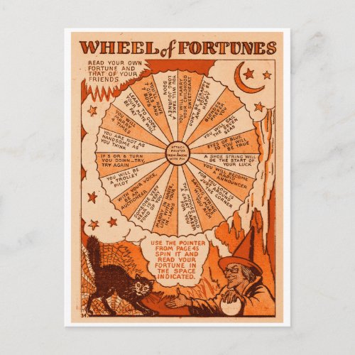 Retro Vintage Kitsch Halloween Wheel of Fortunes Postcard