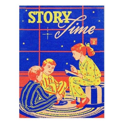 Retro Vintage Kitsch Kid Childrens Book Story Time Postcards | Zazzle