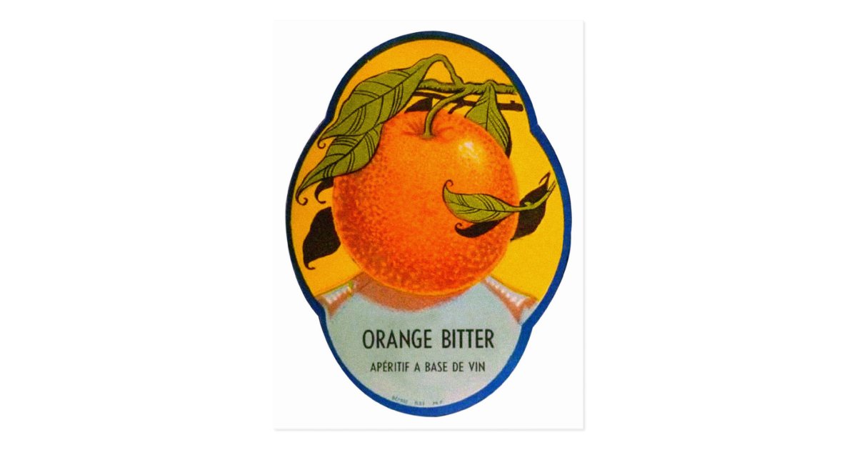 Retro Vintage Kitsch Liquor Orange Bitter Label Postcard | Zazzle