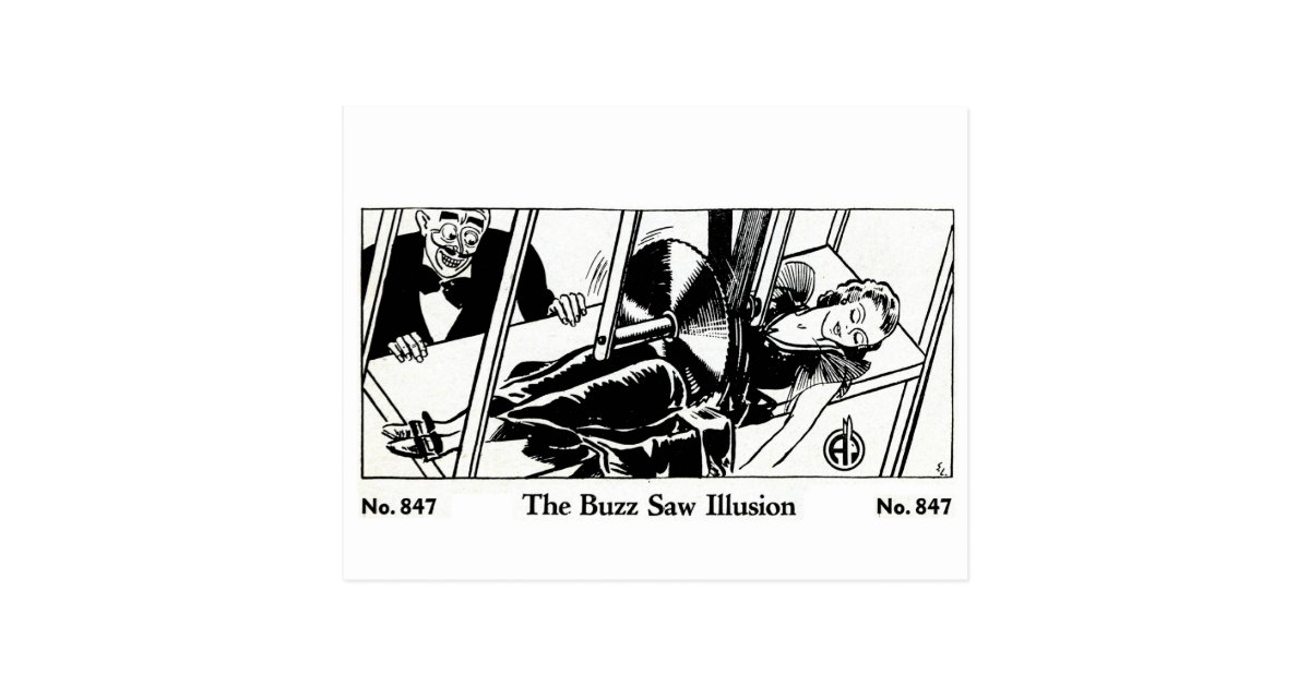 Retro Vintage Kitsch Magic Trick Buzz Saw Illusion ...