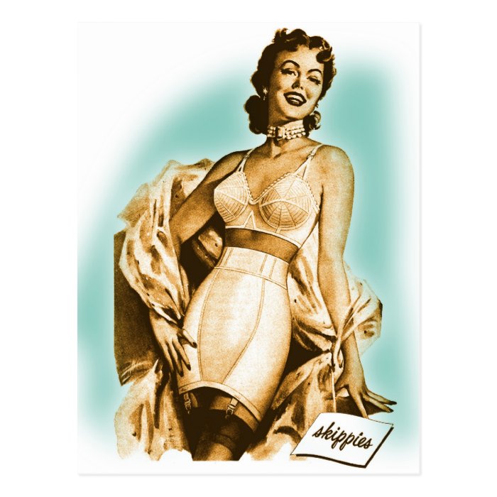 Retro Vintage Kitsch Pin Up Girl Underwear Bra Ad Postcard Zazzle 