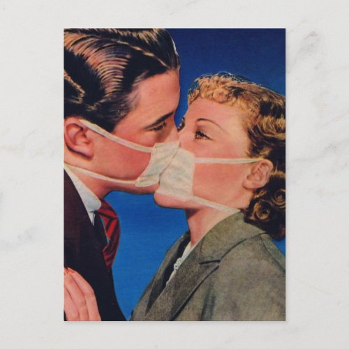 Retro Vintage Kitsch Romance Kissing Germ_Free Postcard
