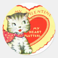 Vintage Retro Valentine Card, Cute White Kitschy Cat All My Love, Valentine  Gifts for Her