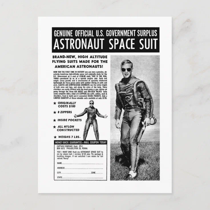 Retro Vintage Kitsch Sci Fi Own a Astronaut Suit Postcard ...