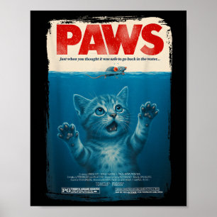 Retro Vintage Kitten Cat Paws Tee - Funny Paws Cat Poster
