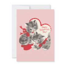Retro Vintage Kitten Valentines Card