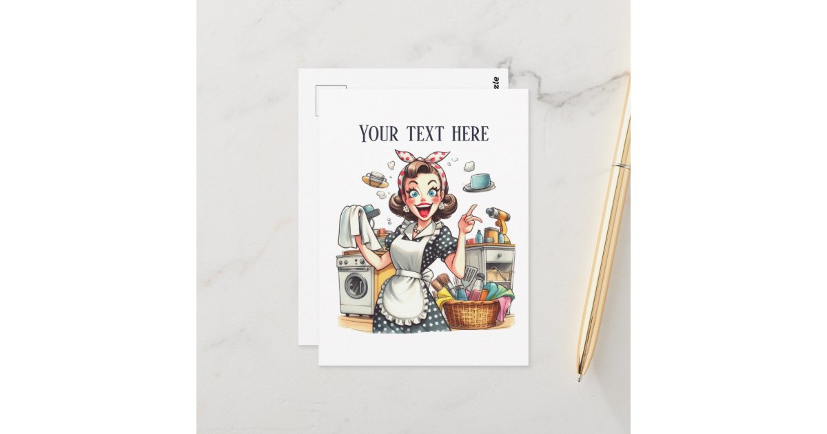 retro vintage lady add text postcard | Zazzle