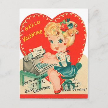 Retro Vintage Lady Valentine Holiday postcard