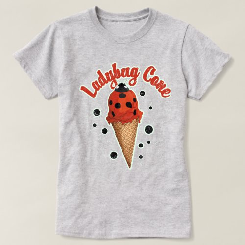 Retro Vintage Ladybug | Whimsical Ice Cream Art T-Shirt