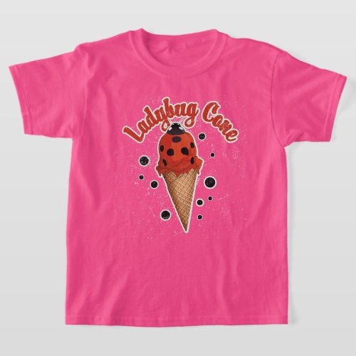 Retro Vintage Ladybug | Whimsical Ice Cream Art T-Shirt